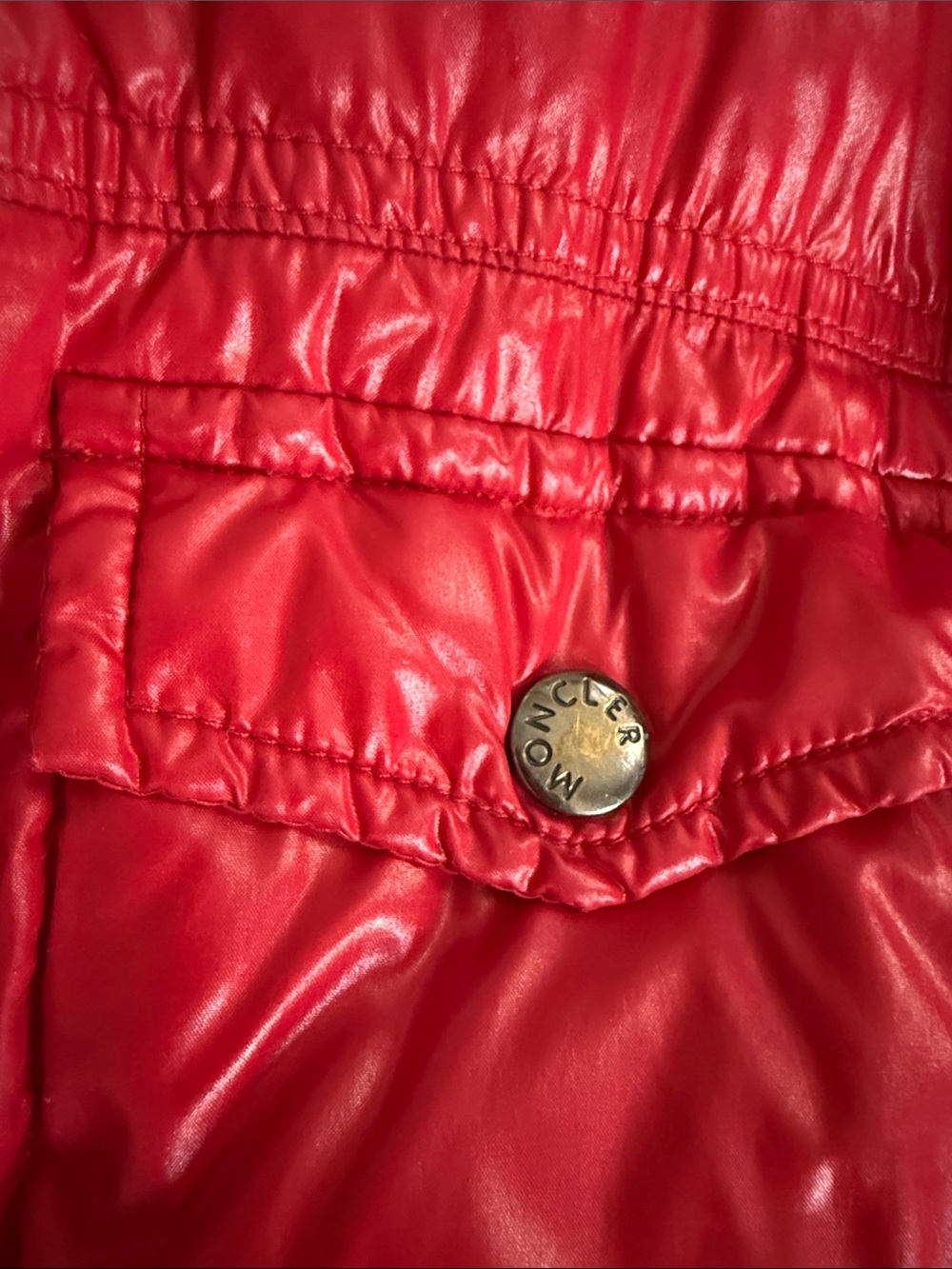 Moncler Boys 10 Shiny Red Puffer Jacket - Picture 3 of 12